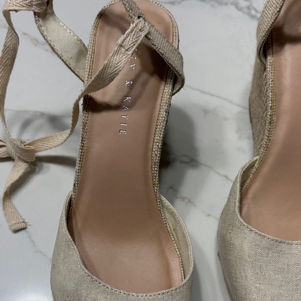 Kelly & Katie Beige Lace-Up Espadrilles - Picture 17 of 17